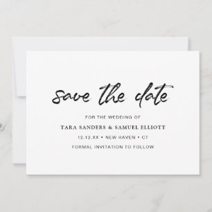Brush Script Handwriting Minimalist Modern Wedding Save The Date