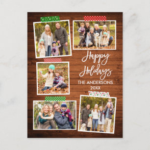 Brush Script Happy Holidays Wood Craft Tape Postcard