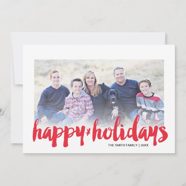 Brush Script Holiday Photo Card (Front)
