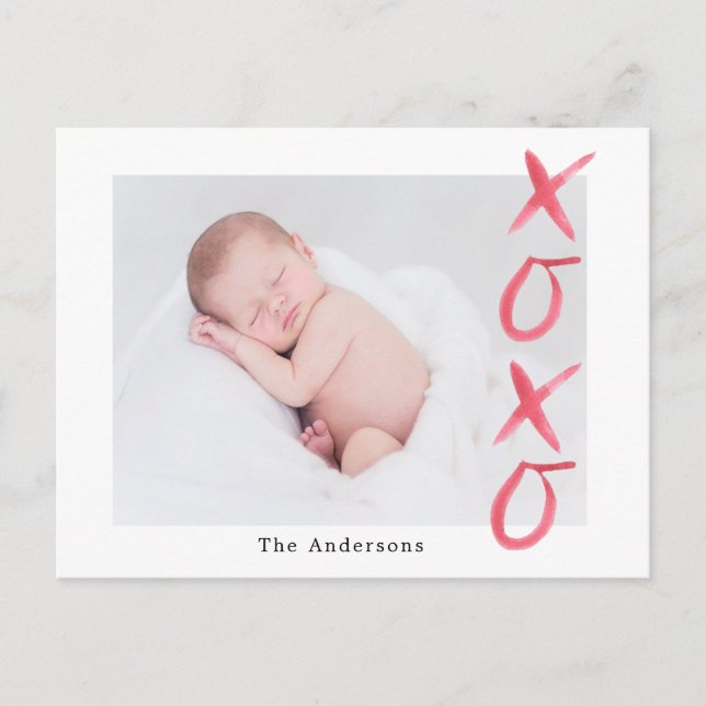 Brush script hugs and kisses Photo Postcard (Front)