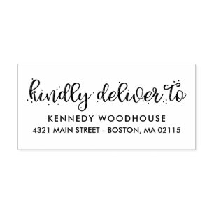 Brush Script - Kindly Deliver To - Return Address Self-inking Stamp