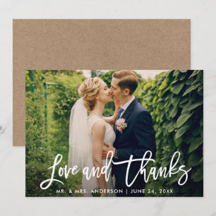 Brush Script Kraft Love and Thanks Wedding Card