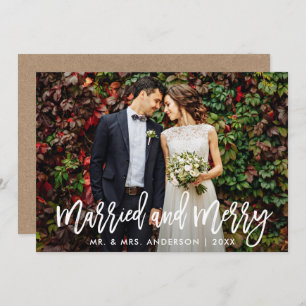 Brush Script Kraft Married & Merry Christmas Card