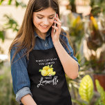 Brush Script Limoncello Watercolor Lemons Black Apron<br><div class="desc">Modern Brush Script Watercolor Lemons When Life Gives You Lemons Make Limoncello Apron</div>