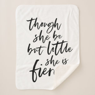Brush Script Little But Fierce William Shakespeare Sherpa Blanket