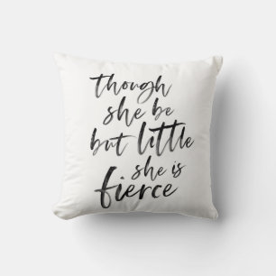 Brush Script Little But Fierce William Shakespeare Throw Pillow