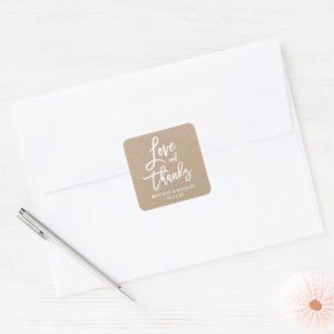 Brush Script Love and Thanks Kraft Envelope Seals
