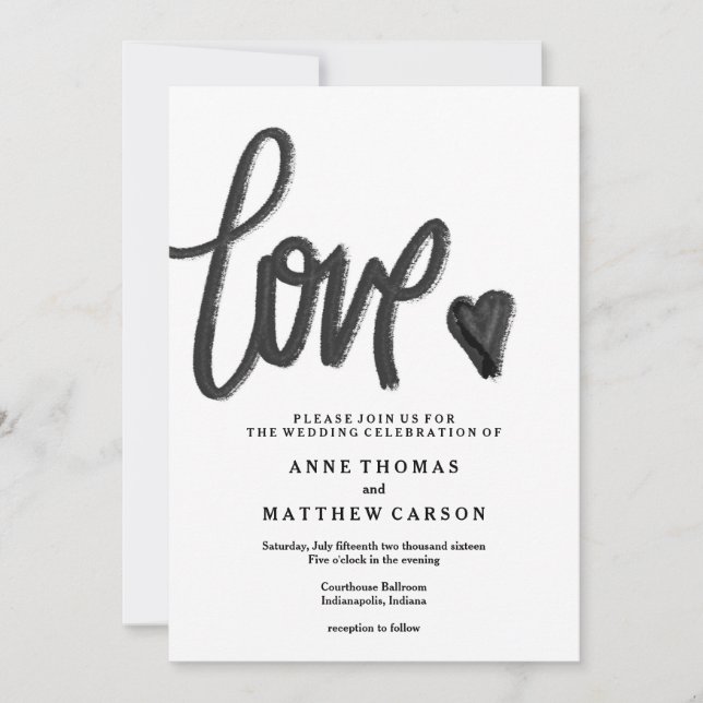 Brush Script Love | Wedding Invitation (Front)