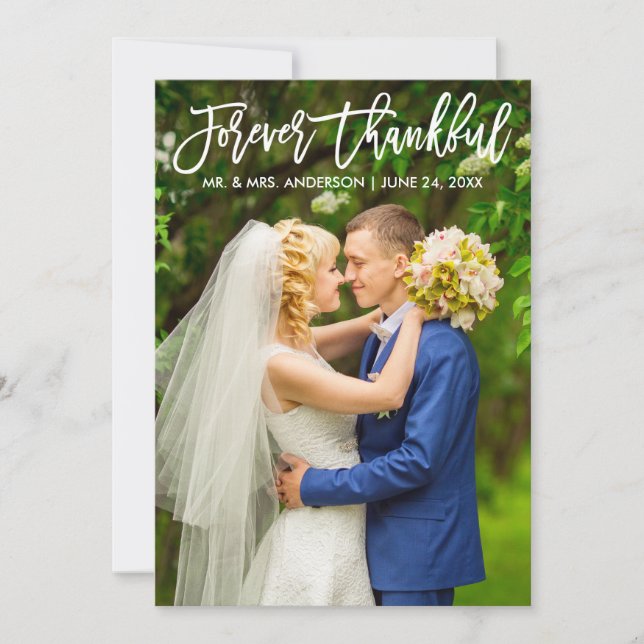 Brush Script Modern Forever Merci photo Mariage (Devant)