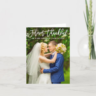 Brush Script Modern Forever Thankful Wedding Note Thank You Card
