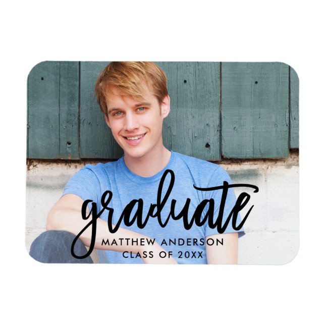 Brush Script Modern Graduation Announcement Magnet (Horizontal)