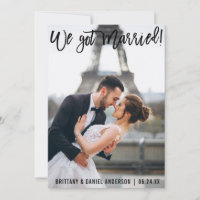 Brush Script Modern We Got Married Couple Photo