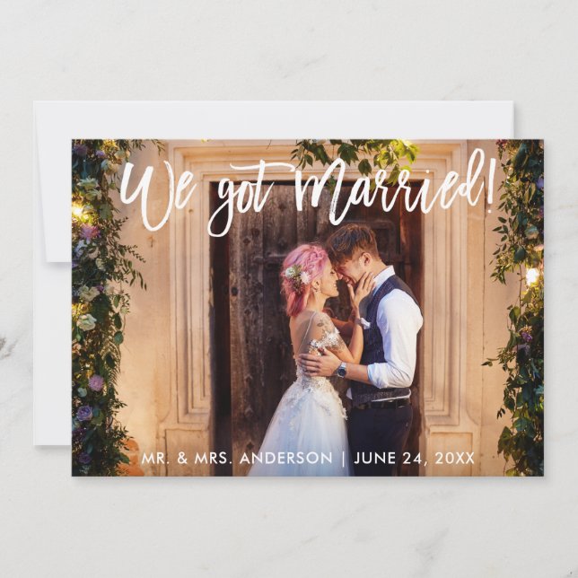 Brush Script Nous Avons Marié Invitation de fête (Devant)