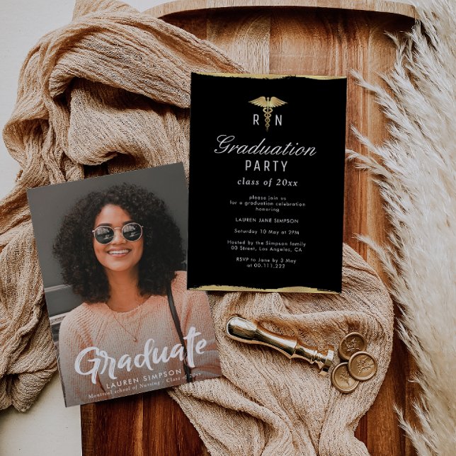 Brush script nursing graduation party invitation (Creator Uploaded)