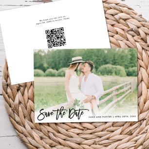 Brush Script Photo Minimalist Horizontal  Save The Date