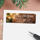 Brush Script Rustic Wood Christmas String Lights<br><div class="desc">Brush Script Rustic Wood Christmas String Lights Return Address Label. 
(1) For further customization,  please click the "customize further" link and use our design tool to modify this template. 
(2) If you need help or matching items,  please contact me.</div>