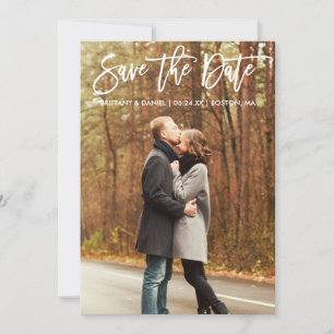 Brush Script Save The Date Couple Photo Card