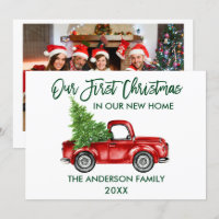 Brush Script Truck First Christmas New Home Photo