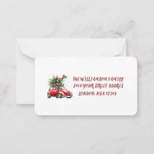 Brush Script Vintage Truck Christmas Red Label Card