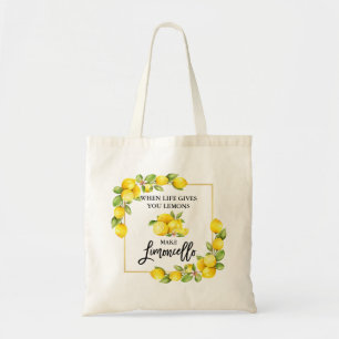 Brush Script Watercolor Lemons Limoncello Tote Bag