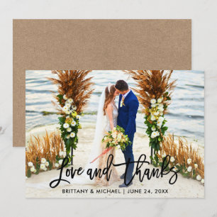 Brush Script   Wedding Love and Thanks Kraft Card