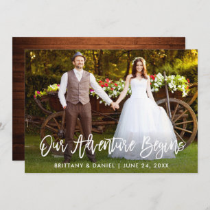 Brush Script Wood Our Adventure Begins Card