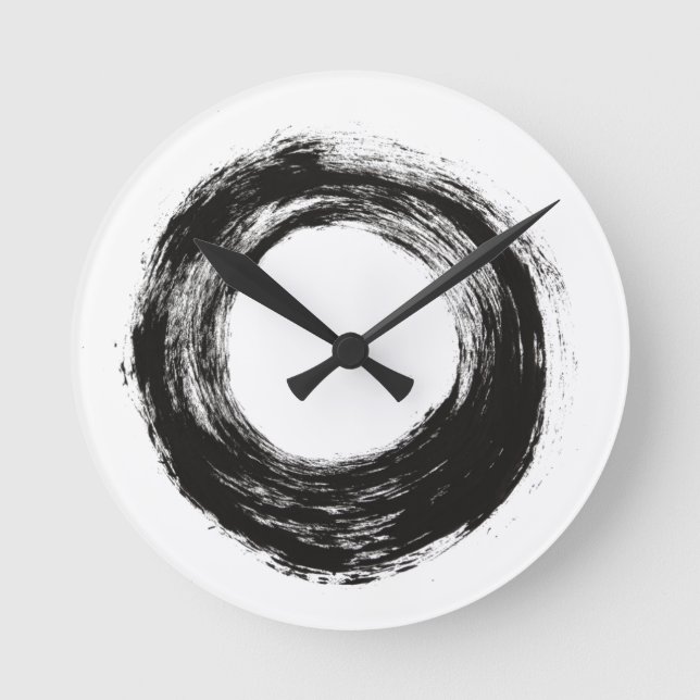 Brush stroke circle texture round clock (Front)