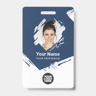 Brush Stroke Employee Photo, Bar Code, Logo, Name Badge