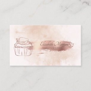 Brush Stroke Glitter Cupcake Watercolor Business Card