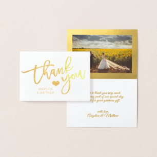 Brush Stroke Gold Foil THANK YOU Wedding PHOTO Card