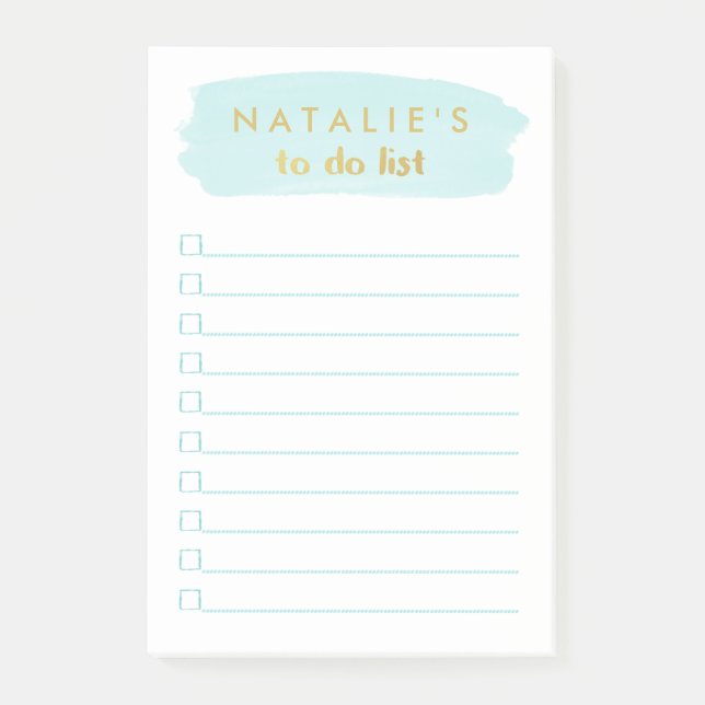 Brush Stroke Personalized To Do List Post-it Notes (Front)