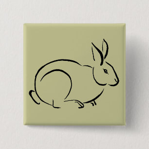 Brush stroke rabbit 2 inch square button
