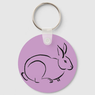 Brush stroke rabbit keychain