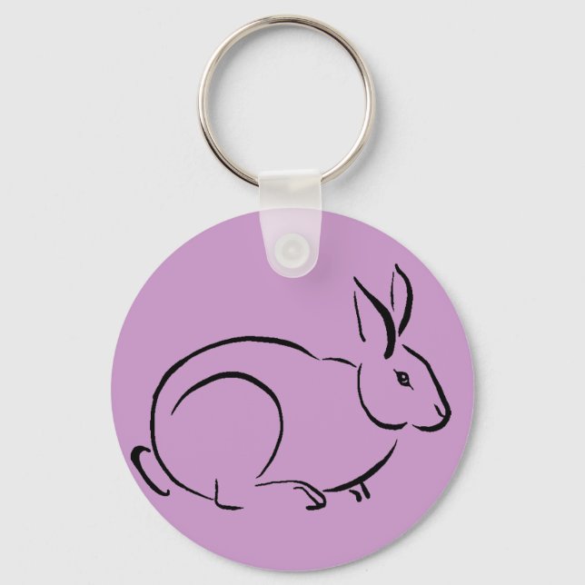 Brush stroke rabbit keychain (Front)