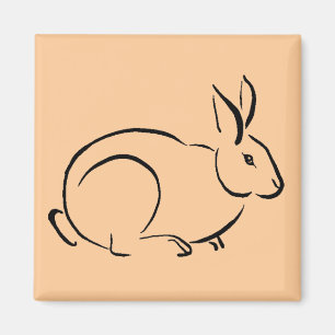 Brush stroke rabbit magnet