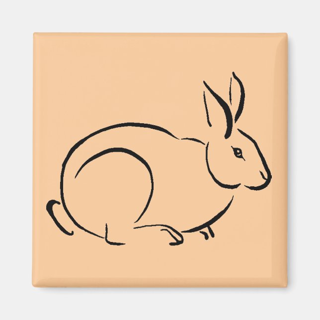 Brush stroke rabbit magnet (Front)