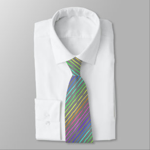 Brush Stroke Rainbow Striped Silver Two-sided Tie