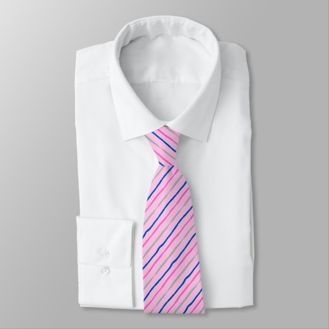 Brush Stroke Striped Soft Pink Wedding Two-sided Tie (Tied)