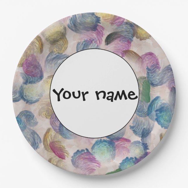 Brush strokes abstract design paper plate (Front)