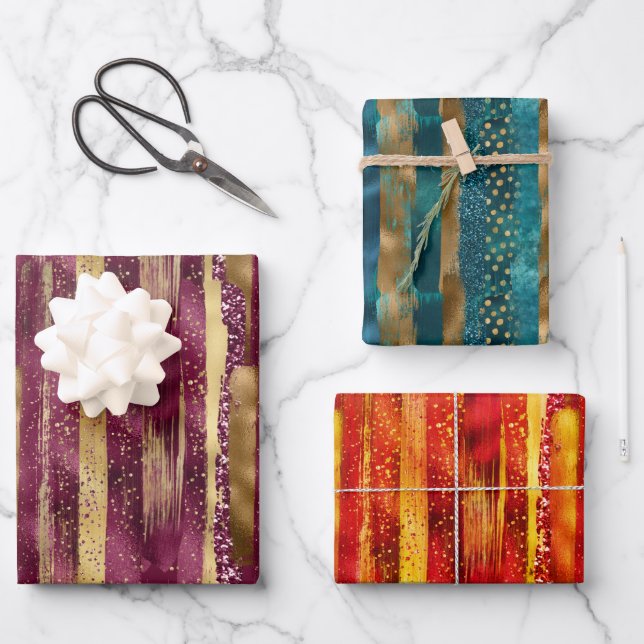 Brush strokes and confetti wrapping paper sheet (Front)