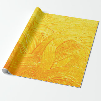 Brush strokes and curves gold abstract background wrapping paper