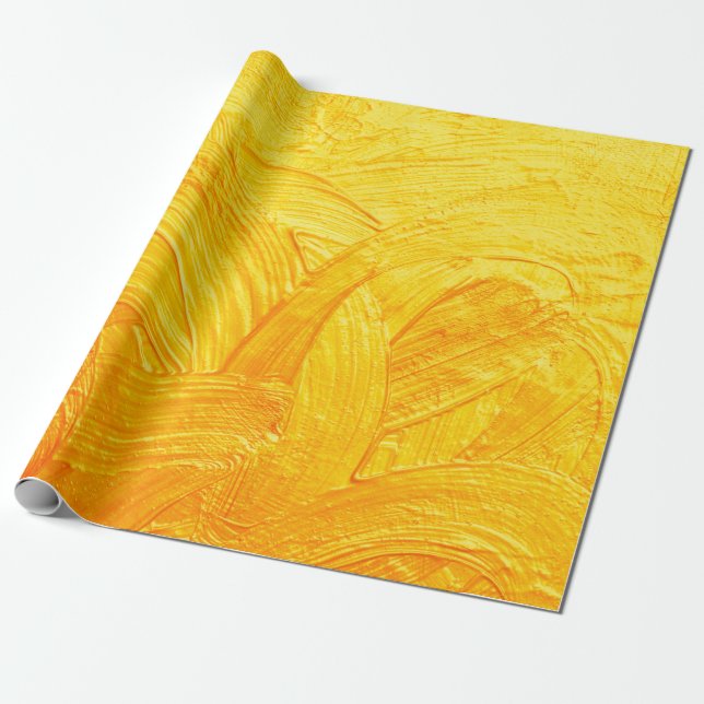 Brush strokes and curves gold abstract background wrapping paper (Unrolled)
