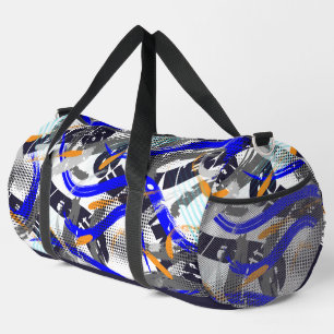 Brush Strokes Geometric Elements in Collage Duffle Bag