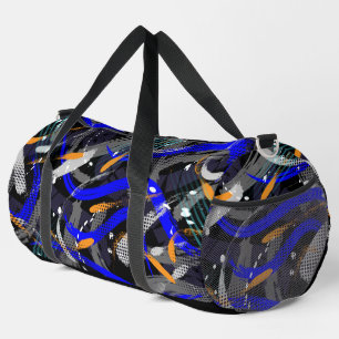 Brush Strokes Geometric Elements in Collage Duffle Bag
