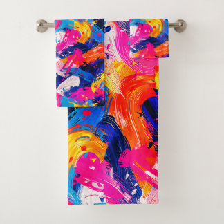 brush strokes pattern bath towel set