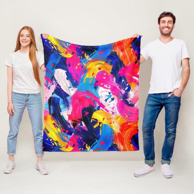 brush strokes pattern fleece blanket (In Situ)