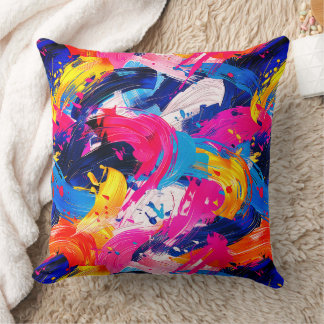 brush strokes pattern throw pillow