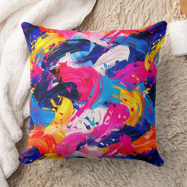 brush strokes pattern throw pillow (Blanket)