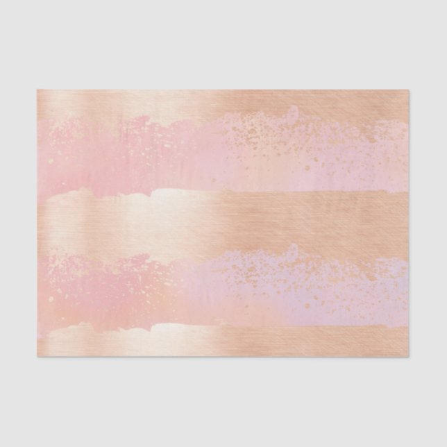 Brush Strokes Rose Gold & Pink Tissue Paper (Front)