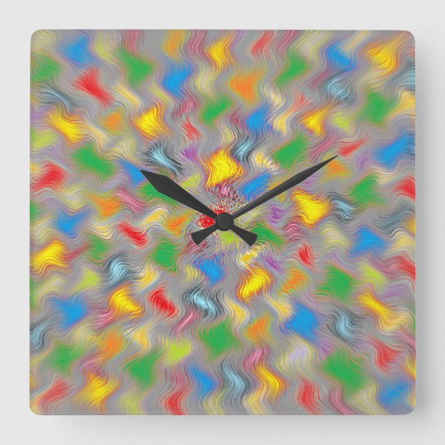 Brush Strokes Square Wall Clock (Front)